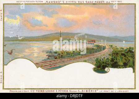 Brücke über den Fluss Jenissei (Yenisei), Sibirien, Russland Stockfoto