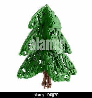 pixelized The Christmas Tanne isoliert auf weißem Hintergrund Stockfoto