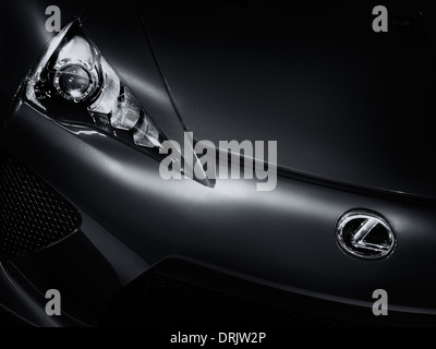 Nahaufnahme der 2012 Lexus LFA Supersportwagen Detail schwarz / weiß Stockfoto