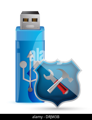 USB-Stick mit Schild Illustration design Stockfoto
