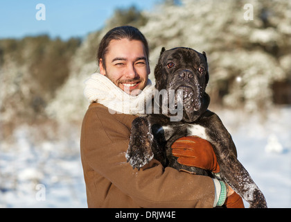 Mensch und Hund Freundschaft für immer Stockfoto