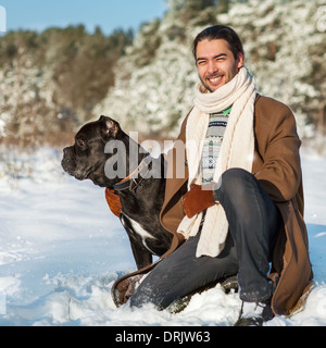 Mensch und Hund Freundschaft für immer Stockfoto