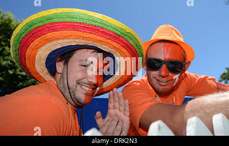 Hamilton, Neuseeland. 28. Januar 2014. Fans in Spiel 4 der ANZ ein Tag International Kricket-Serie. New Zealand schwarzen Kappen V Indien bei Seddon Park. Bildnachweis: Aktion Plus Sport/Alamy Live-Nachrichten Stockfoto