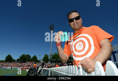 Hamilton, Neuseeland. 28. Januar 2014. Fans in Spiel 4 der ANZ ein Tag International Kricket-Serie. New Zealand schwarzen Kappen V Indien bei Seddon Park. Bildnachweis: Aktion Plus Sport/Alamy Live-Nachrichten Stockfoto