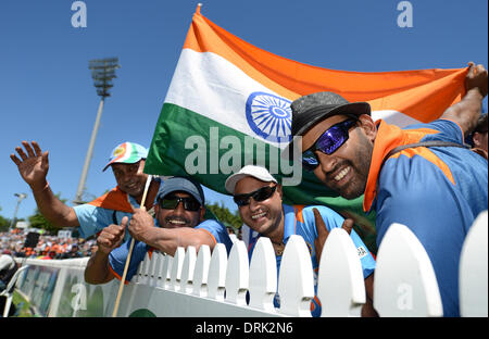 Hamilton, Neuseeland. 28. Januar 2014. Fans in Spiel 4 der ANZ ein Tag International Kricket-Serie. New Zealand schwarzen Kappen V Indien bei Seddon Park. Bildnachweis: Aktion Plus Sport/Alamy Live-Nachrichten Stockfoto