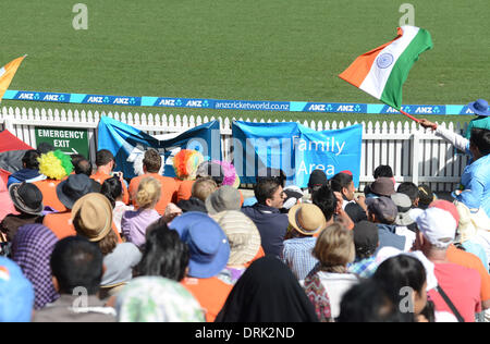 Hamilton, Neuseeland. 28. Januar 2014. Fans in Spiel 4 der ANZ ein Tag International Kricket-Serie. New Zealand schwarzen Kappen V Indien bei Seddon Park. Bildnachweis: Aktion Plus Sport/Alamy Live-Nachrichten Stockfoto