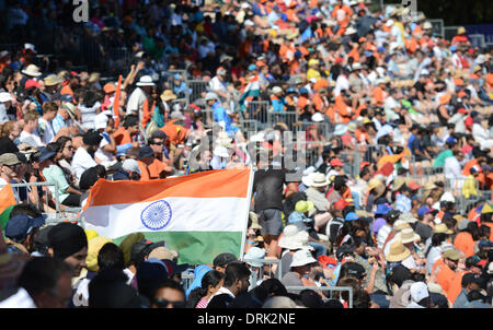 Hamilton, Neuseeland. 28. Januar 2014. Fans in Spiel 4 der ANZ ein Tag International Kricket-Serie. New Zealand schwarzen Kappen V Indien bei Seddon Park. Bildnachweis: Aktion Plus Sport/Alamy Live-Nachrichten Stockfoto