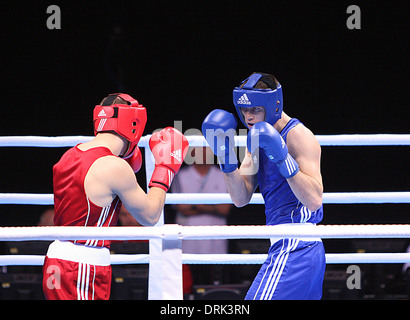 Maxim Koptyakov (blau) während 2012 Olympic London bereitet Stockfoto