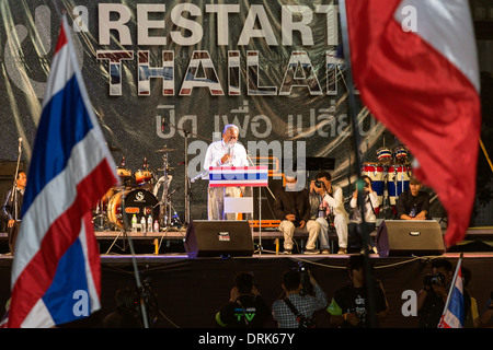 Suthep Thaugsuban, Oppositionsführer, anlässlich einer politischen Demonstration, Bangkok, Thailand Stockfoto