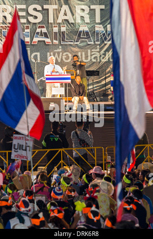 Suthep Thaugsuban, Separatistischen führend bei anti-Regierung Rallye, Bangkok, Thailand Stockfoto