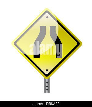 schmale Straße gelbe Zeichen Abbildung Straßenplanung Stockfoto