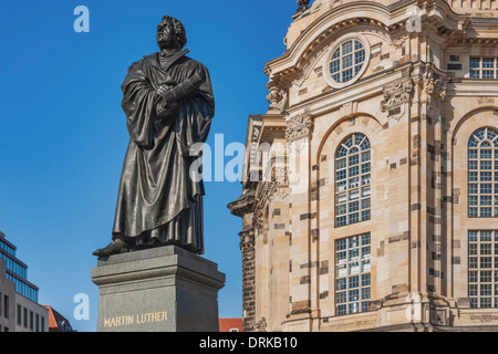 Martin Luther-Denkmal auf dem Neumarkt vor der Frauenkirche, Dresden, Sachsen, Deutschland, Europa Stockfoto