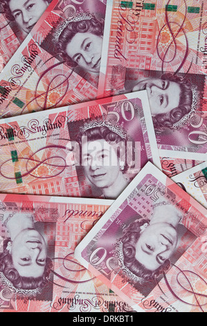 Fünfzig Pfund-Banknoten Stockfoto