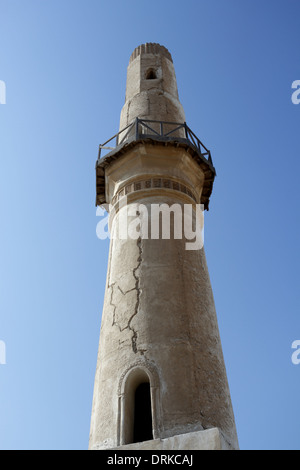 Minarett der Al Khamis Mosque, die älteste Moschee in das Königreich Bahrain Stockfoto