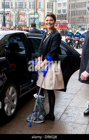 Hamburg, Deutschland. 28. Januar 2014. Kronprinzessin Victoria von Schweden besucht Hamburg, Deutschland-Credit: Dpa picture-Alliance/Alamy Live News Stockfoto