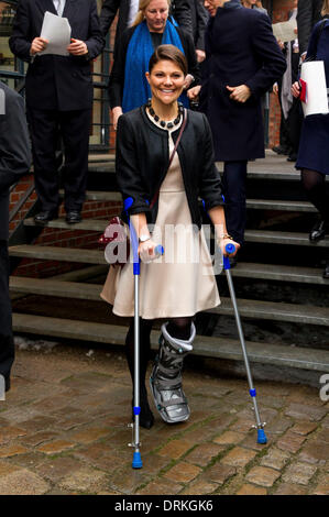 Hamburg, Deutschland. 28. Januar 2014. Kronprinzessin Victoria von Schweden besucht Hamburg, Deutschland-Credit: Dpa picture-Alliance/Alamy Live News Stockfoto