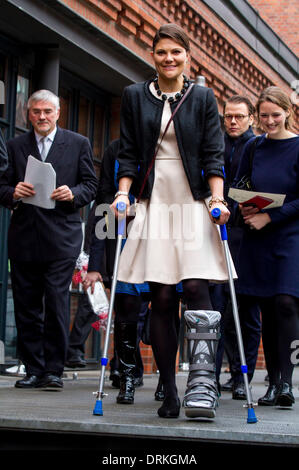 Hamburg, Deutschland. 28. Januar 2014. Kronprinzessin Victoria von Schweden besucht Hamburg, Deutschland-Credit: Dpa picture-Alliance/Alamy Live News Stockfoto