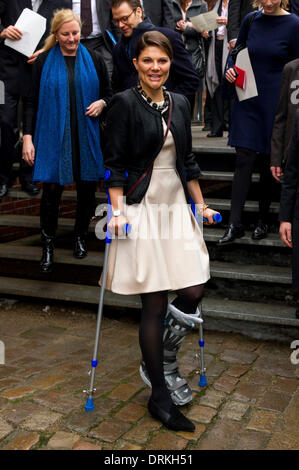 Hamburg, Deutschland. 28. Januar 2014. Kronprinzessin Victoria von Schweden besucht Hamburg, Deutschland-Credit: Dpa picture-Alliance/Alamy Live News Stockfoto