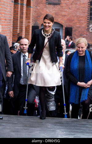 Hamburg, Deutschland. 28. Januar 2014. Kronprinzessin Victoria von Schweden besucht Hamburg, Deutschland-Credit: Dpa picture-Alliance/Alamy Live News Stockfoto