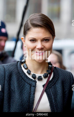 Hamburg, Deutschland. 28. Januar 2014. Kronprinzessin Victoria von Schweden besucht Hamburg, Deutschland-Credit: Dpa picture-Alliance/Alamy Live News Stockfoto