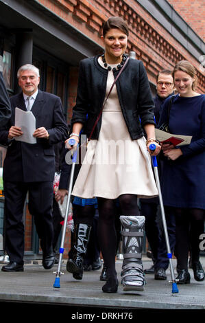 Hamburg, Deutschland. 28. Januar 2014. Kronprinzessin Victoria von Schweden besucht Hamburg, Deutschland-Credit: Dpa picture-Alliance/Alamy Live News Stockfoto