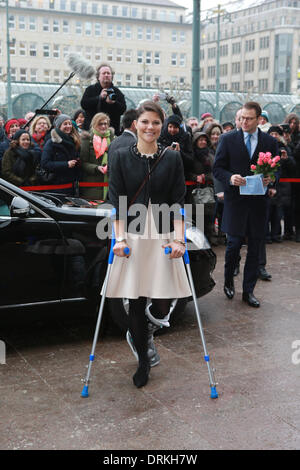 Hamburg, Deutschland. 28. Januar 2014. Kronprinzessin Victoria von Schweden besucht Hamburg, Deutschland-Credit: Dpa picture-Alliance/Alamy Live News Stockfoto