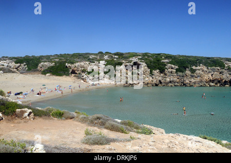 Ein Blick auf die calamosche Strand, der schöne Strand in der vendicari Naturpark Stockfoto