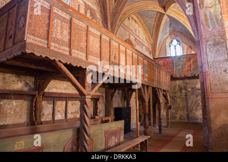 STITNIK, Slowakei - 29. Dezember 2013: Renaissance Holz Seite Chor gotische evangelische Kirche in Stitnik von 14-15 Cent. Stockfoto