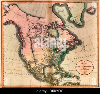 Eine neue Karte von Nordamerika von den neuesten Behörden 1811 Stockfoto