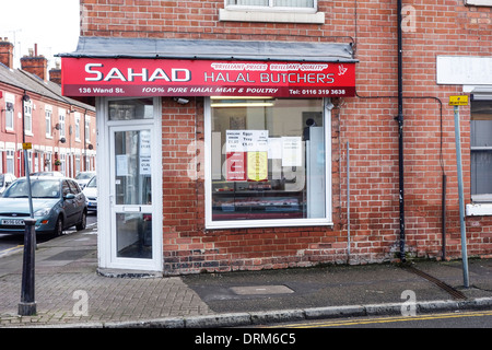 Eine Halal Metzger Shop im Belgrave, Leicester. Stockfoto