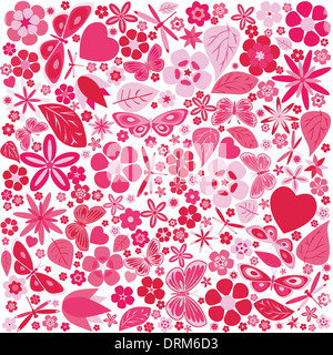 Blumen und Schmetterlinge, farbige Muster. Vektor-illustration Stockfoto