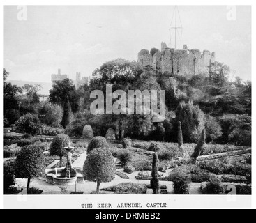 Der Bergfried, Arundel Castle West Sussex. Fotografiert, um 1910 Stockfoto