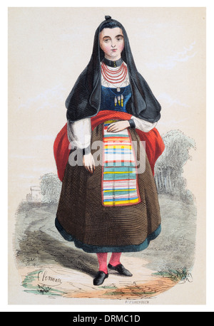 Frau von Salamanca eine Stadt im Nordwesten Spaniens, Hauptstadt der gleichnamigen Provinz in der Gemeinschaft Kastilien-León ca. 1848 Stockfoto