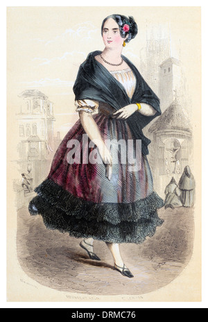 Manola Maja Manolo oder Manola ist eine Frau aus den unteren Schichten der spanischen Gesellschaft, vor allem in Madrid, Spanien ca. 1848 Stockfoto