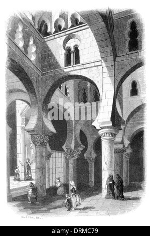 Santa María la Blanca Saint Mary White, Ibn Shushan Synagoge, Toledo, Tolede Spanien ca. 1848 Stockfoto