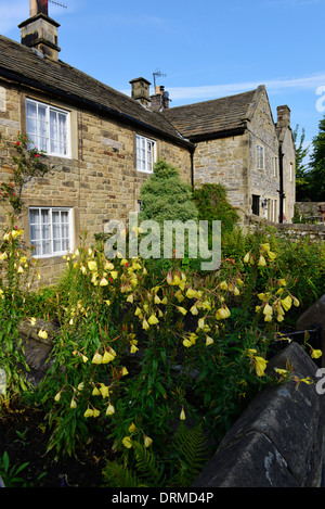 Vorderseite des Steinhütten in der historischen Pest Dorf Eyam in den Peak District Derbyshire England Stockfoto