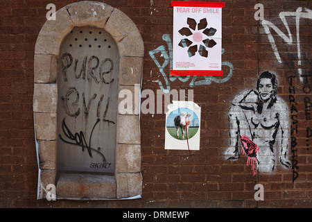 Graffiti an der Wand in Shoreditch, London Stockfoto