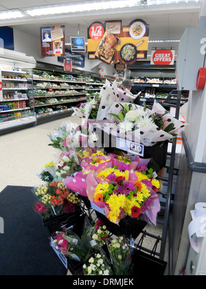 Schnittblumen auf Verkauf in Sainsburys Supermarkt Lampeter Wales UK KATHY DEWITT Stockfoto