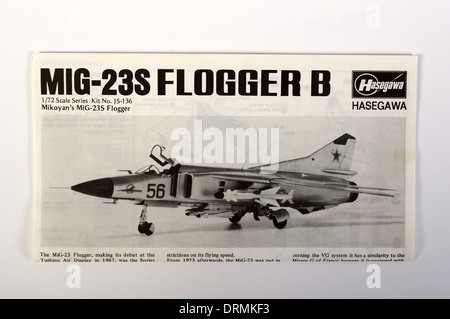 Hasegawa MIG-23 s 1/72 Skala Modell Bedienungsanleitung Stockfoto