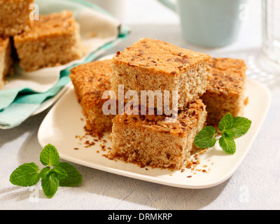 Vollkorn Kuchen mit Samen. Rezept zur Verfügung. Stockfoto