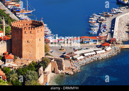 Blick auf Alanya Hafen von Alanya Halbinsel. Türkische Riviera Stockfoto