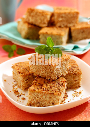 Vollkorn Kuchen mit Samen. Rezept zur Verfügung. Stockfoto