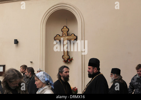 Montage des Bistums Prag der Tschechischen orthodoxen Kirche trafen sich zum zweiten Mal ein neuer Erzbischof von Prag zu wählen. Stockfoto