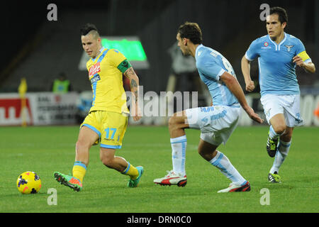 29. Januar 2014 - Neapel, Italien - Neapel, Italien 29. Januar 2014. Marek Hamsik des SSC Napoli in Aktion während Football / Soccer: italienische TIM Cup-match zwischen SSC Napoli und SS Lazio im Stadio San Paolo in Neapel, Italien. (Kredit-Bild: © Franco Romano/NurPhoto/ZUMAPRESS.com) Stockfoto