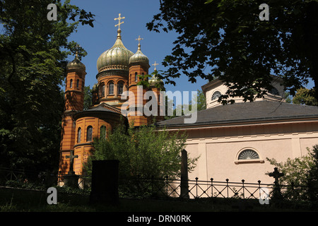 Russisch-orthodoxe Kapelle erbaut 1860 Großherzogin Maria Pavlovna von Russland auf dem historischen Friedhof in Weimar, Deutschland. Stockfoto