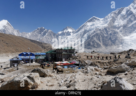 Das Dorf von Gorak Shep, der letzte Punkt auf das Everest Base Camp trek Stockfoto