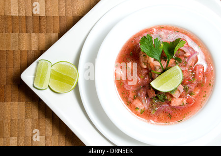 Ecuadorianische Lebensmittel-Serie: Garnelen Ceviche Stockfoto