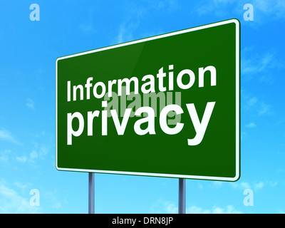 Sicherheitskonzept: Datenschutz auf Straße Zeichen Hintergrund Stockfoto