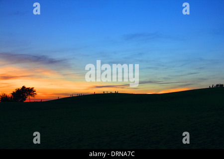 Spektakulären Sonnenuntergang über der Sandwüste Stockfoto