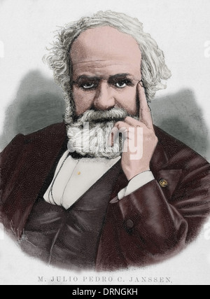 Pierre Janssen (1824-1907). Französischer Astronom. Kupferstich von Capuz in der spanischen und amerikanischen Abbildung, 1892. Farbige. Stockfoto